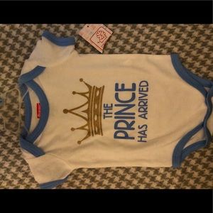 NWT 3-6 Mo Swiggles Prince Onesie